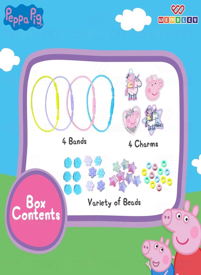 ويمبلي مجموعة صنع أساور بيبا بيج من ويمبلي | مجموعة صنع مجوهرات للأطفال | مجموعة بيبا بيج يمكنك صنعها بنفسك | مع أكثر من 50 خرزة ملونة، و4 تعليقات، و4 خيوط | هدية عيد ميلاد مثالية للفتيات (مجموعة أساور) - Image 2